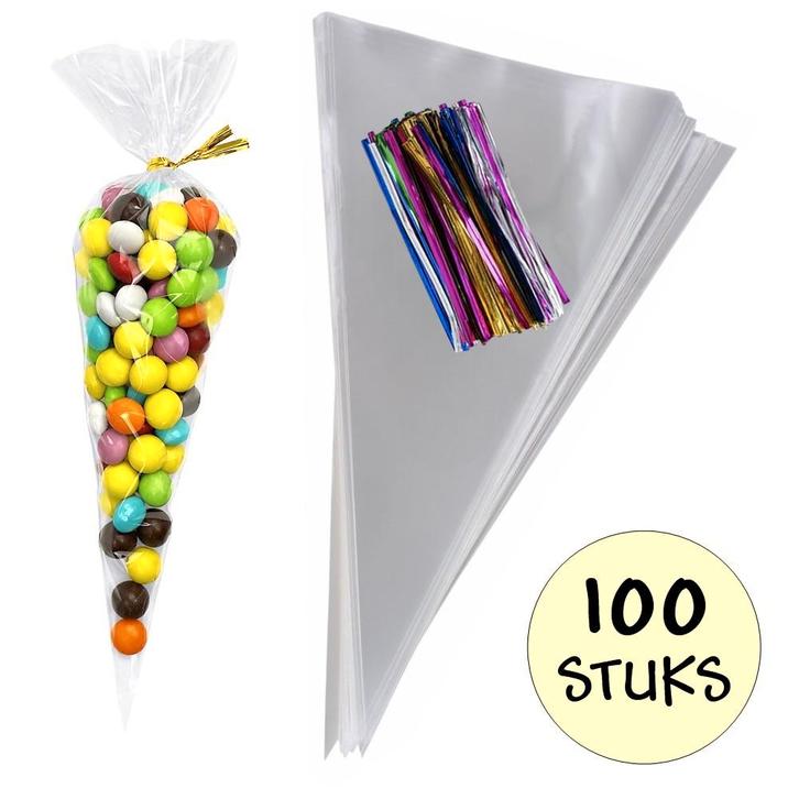 Fako Bijoux - 100x Cellofaan Puntzakken 30x16cm - Puntzak, Diversen, Cadeauverpakkingen, Verzenden