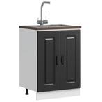 vidaXL Spoelbakonderkast Kalmar 60x46x81,5 cm bewerkt hout, Huis en Inrichting, Keuken | Keukenelementen, Verzenden, Nieuw, Zwart