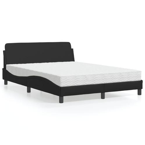 vidaXL Bed met matras kunstleer zwart 140x190 cm, Huis en Inrichting, Slaapkamer | Bedden, 140 cm, 190 cm of minder, Zwart, Tweepersoons