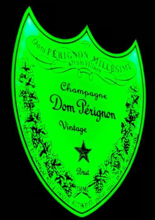 Tribute to Dom Perignon Champagne green Label - Reclamebord, Verzamelen, Wijnen