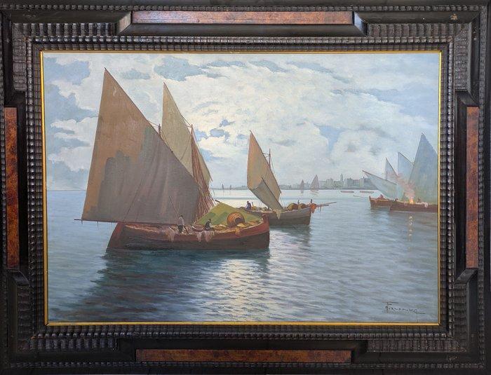 G. Forlenza (XX) - Barche in navigazione - XL format, Antiek en Kunst, Kunst | Schilderijen | Klassiek