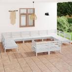 vidaXL 12-delige Loungeset massief grenenhout wit, Tuin en Terras, Tuinsets en Loungesets, Verzenden, Nieuw, Loungeset