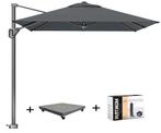 Voyager T1 zweefparasol 250x250 cm antraciet met 75KG voet, Tuin en Terras, Ophalen of Verzenden, Nieuw