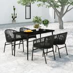 vidaXL 5-delige Tuinset zwart, Tuin en Terras, Tuinsets en Loungesets, 4 zitplaatsen, Kunststof, Verzenden, Nieuw