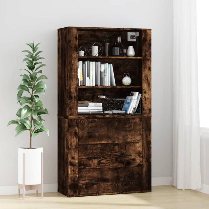 vidaXL buffetkast bewerkt hout gerookt eikenkleurig, Huis en Inrichting, Kasten | Buffetkasten, Nieuw, Overige houtsoorten, Verzenden