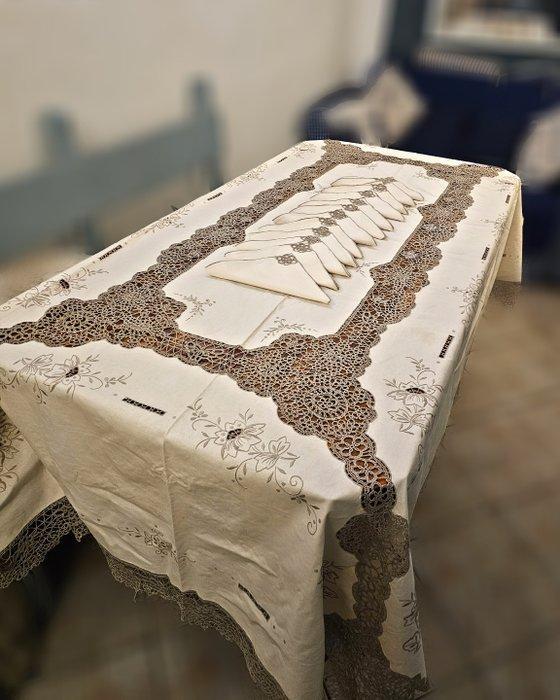 Tafelkleed - 260 cm - 165 cm - Grote antieke Italiaanse, Antiek en Kunst, Antiek | Kleden en Textiel