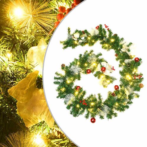 vidaXL Kerstslinger met LED-lampjes 2,7 m PVC groen, Diversen, Kerst, Nieuw, Verzenden