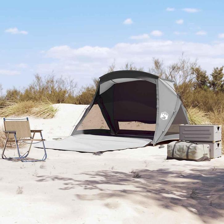 vidaXL Strandtent 2-persoons waterdicht grijs, Caravans en Kamperen, Tenten, Nieuw, tot en met 2, Verzenden