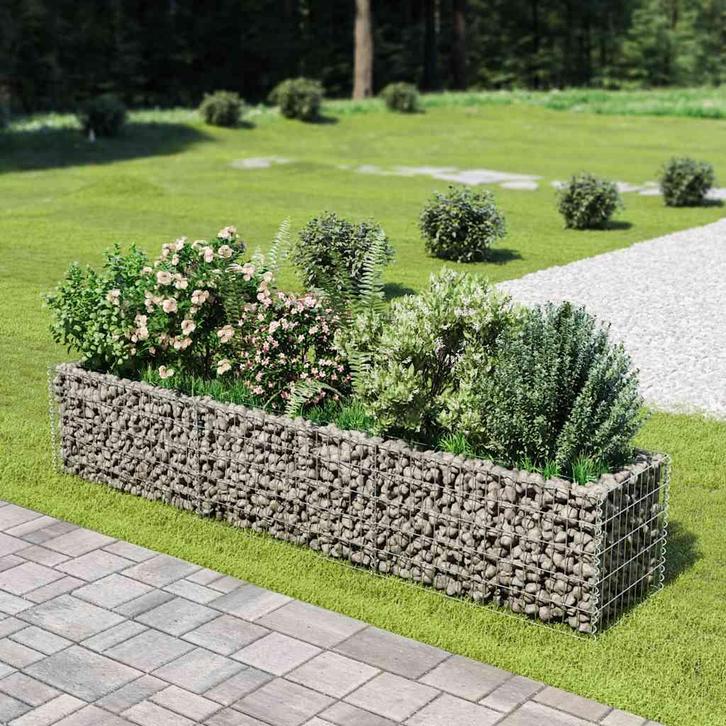 vidaXL Gabion plantenbak verhoogd 270x50x50 cm, Tuin en Terras, Bloembakken en Plantenbakken, 100 cm of meer, Nieuw, Metaal, 30 tot 60 cm