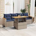 vidaXL 5-delige Loungeset met kussens poly rattan grijs, Tuin en Terras, Tuinsets en Loungesets, Verzenden, Nieuw, Rotan, Loungeset