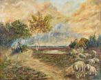 Arie Zuidersma (1925-2014) - Landschap met schapen Drentse