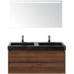 Dante Badmeubelset 120 cm - Walnoot - Wastafel Hardsteen Wit, Ophalen of Verzenden, Nieuw