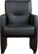 Donkerblauwe leren moderne eetkamerfauteuil - Toledo Leer Pa, Huis en Inrichting, Stoelen, Overige kleuren, Nieuw, Leer, Ophalen of Verzenden