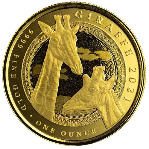 Gouden Equatorial Guinea Giraffe 1 oz 2021 (100 oplage), Postzegels en Munten, Munten | Afrika, Losse munt, Goud, Guinee, Verzenden
