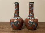 Vazen (2) - Brons, Cloisonné emaille - China - Begin 20e