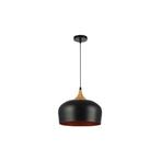 Hanglamp | Luminia | 1-lichts | E27 | Zwart / Hout, Huis en Inrichting, 50 tot 75 cm, Nieuw, Ophalen of Verzenden