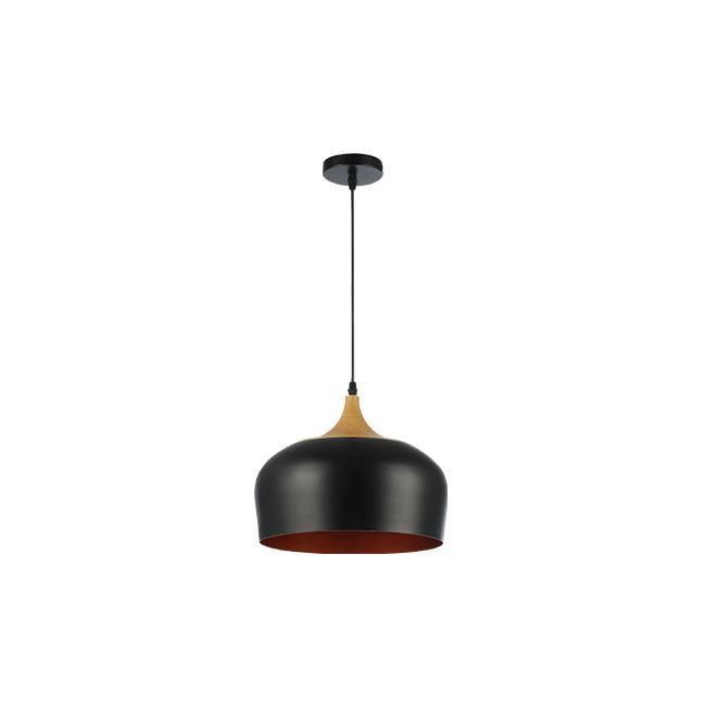 Hanglamp | Luminia | 1-lichts | E27 | Zwart / Hout, Huis en Inrichting, Lampen | Hanglampen, 50 tot 75 cm, Nieuw, Hout, Metaal