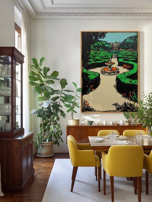 Flavia Delgado - JARDÍN CON FUENTE XL (NO RESERVE), Antiek en Kunst, Kunst | Schilderijen | Modern