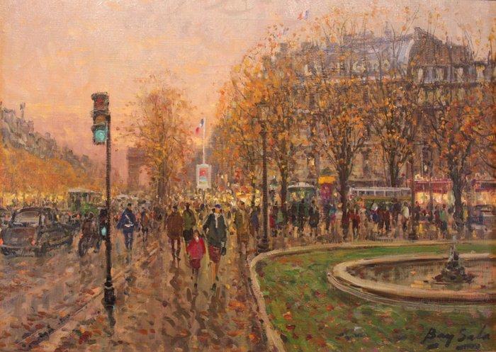 Bay Sala, Juan Bayón Salado (1913-1995) - Les Champs Elysées, Antiek en Kunst, Kunst | Schilderijen | Klassiek