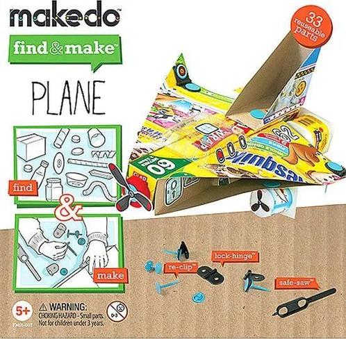 Makedo - Kartonnen constructie bouwpakket - Vliegtuig, Kinderen en Baby's, Speelgoed | Educatief en Creatief, Knutselen, Bouwen