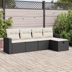 vidaXL 5-delige Loungeset met kussens poly rattan zwart, Tuin en Terras, Tuinsets en Loungesets, 5 zitplaatsen, Nieuw, Loungeset