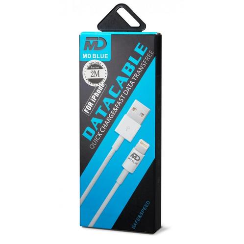 Md Blue Lightning Iphone Sync En Laadkabel 2 Meter, Telecommunicatie, Mobiele telefoons | Toebehoren en Onderdelen, Nieuw, Ophalen of Verzenden