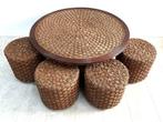 Tafel - Zitset in Audoux Minet-stijl van rotan en touw -, Antiek en Kunst