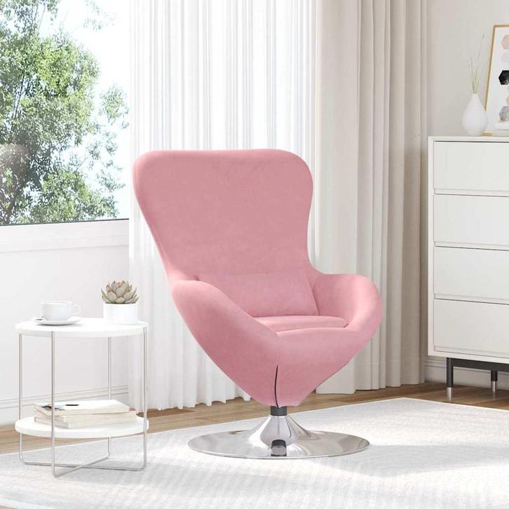vidaXL Eivormige stoel Roze 63 x 73 x 90 cm Fluweel, Huis en Inrichting, Fauteuils, Nieuw, Verzenden