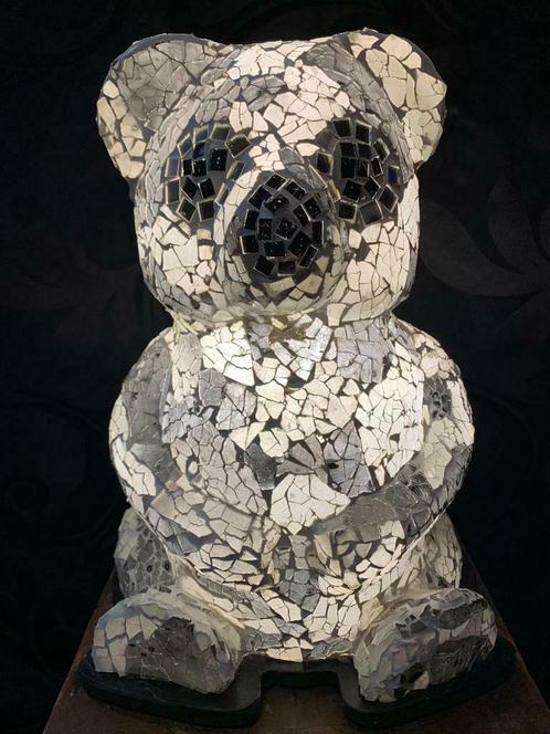 Beer glas mozaïek lamp NIEUW! Handvervaardigd teddybeer € 59, Huis en Inrichting, Lampen | Tafellampen, Nieuw, Glas, Minder dan 50 cm