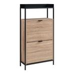 Schoenkast Belana 116x60x24 cm zwart en eikenkleurig [en.cas, Huis en Inrichting, Kasten | Schoenenkasten, Verzenden, Nieuw