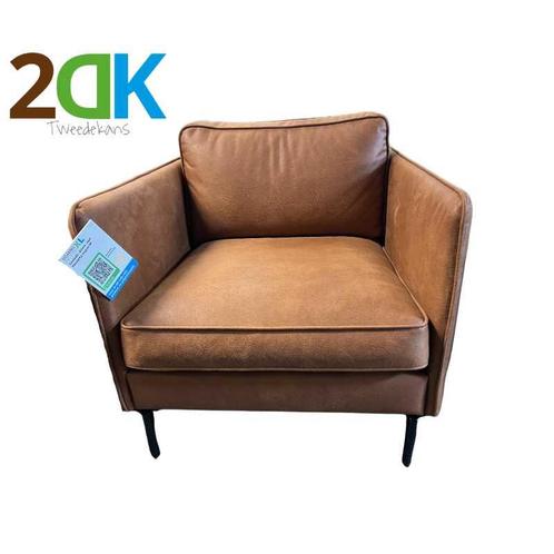 Fauteuil - Zinnia - stof Kentucky cognac, Huis en Inrichting, Fauteuils, Nieuw, Leer, Ophalen of Verzenden