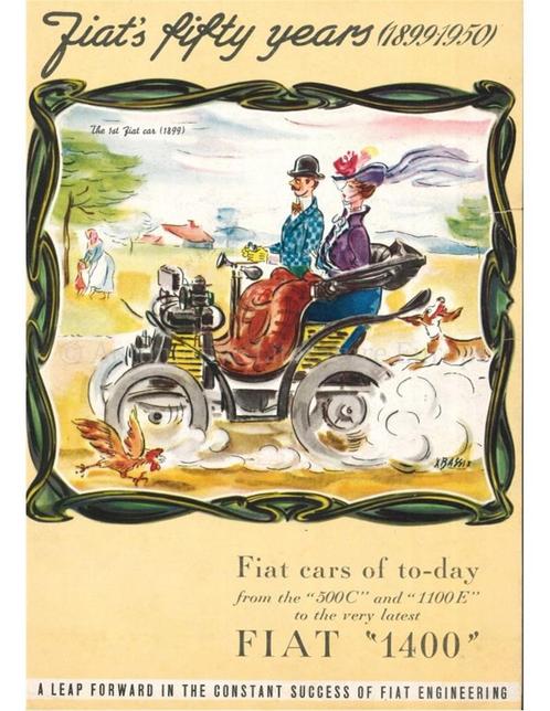 1950 FIAT 1100 | 500 PROGRAMMA BROCHURE ENGELS, Boeken, Auto's | Folders en Tijdschriften