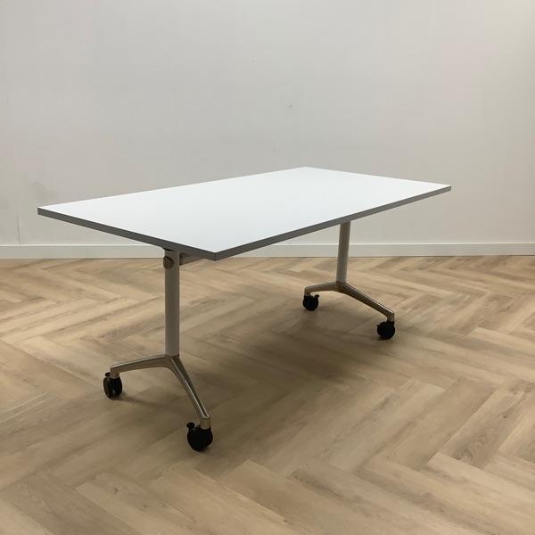 verrijdbare klaptafel, 160x80 vm, grijs - metaalkleur, Huis en Inrichting, Tafelonderdelen, Gebruikt, Ophalen of Verzenden
