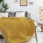 Gebreide deken geel 120x150cm, Nieuw, Verzenden