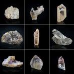 9 kwarts-kristallen - verschillende lokaliteiten, gewoonten, Verzamelen, Mineralen en Fossielen