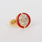 Ring - 14 karaat Geel goud - 0.42ct. tw. Diamant, Sieraden, Tassen en Uiterlijk, Nieuw
