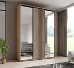Kledingkast 180cm Eiken - Spiegels - Latjes - Garderobekast, Huis en Inrichting, Kasten | Vitrinekasten, 150 tot 200 cm, Nieuw