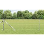vidaXL Hecke met palen Zilver 0.4 x 25 m Staal, Verzenden, Nieuw, IJzer