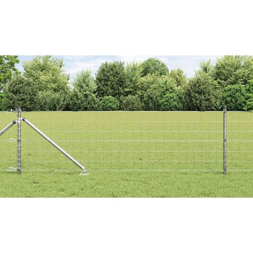 vidaXL Hecke met palen Zilver 0.4 x 25 m Staal, Tuin en Terras, Schuttingen, Nieuw, IJzer, Verzenden