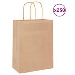 vidaXL Papieren zakjes 250 st met hengsels 21x11x28 cm bruin, Diversen, Verzenden, Nieuw