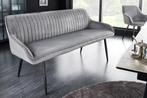 Design bank TURIN 160cm zilvergrijs fluweel zwart metalen, Ophalen of Verzenden, Nieuw