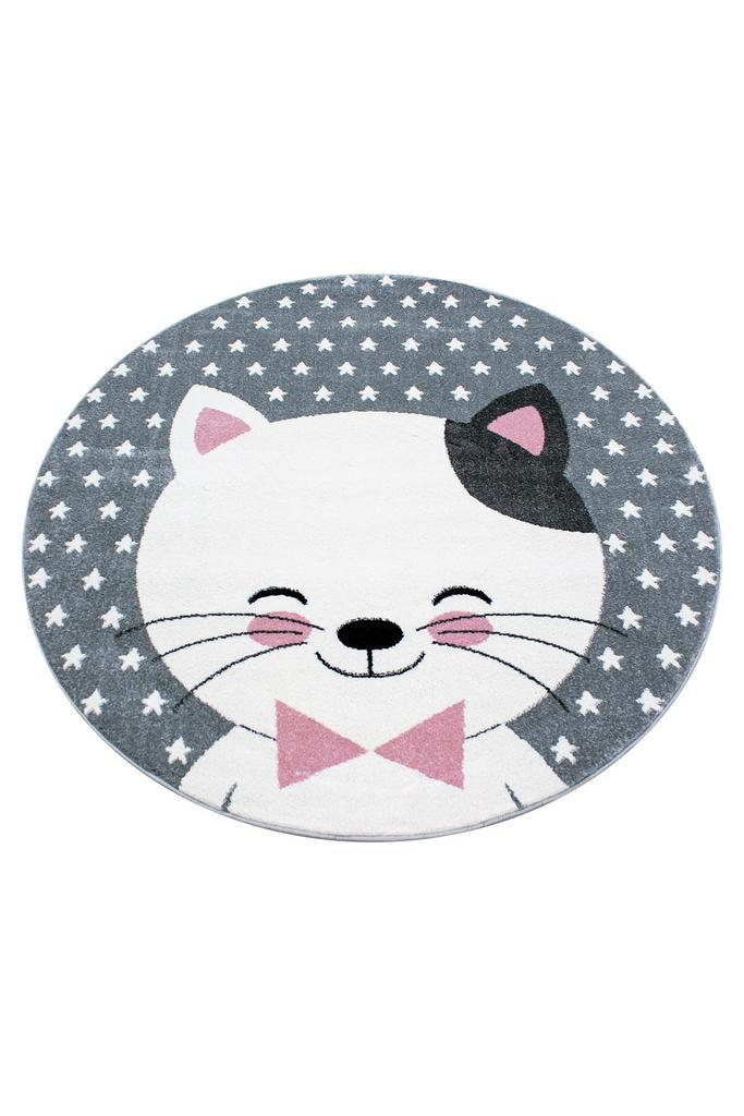 Rond Kindervloerkleed | Kids Leuke Kat | Roze | 160x160 cm, Huis en Inrichting, Stoffering | Tapijten en Kleden, Verzenden