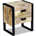 vidaXL Bijzettafel met 2 lades 43x33x51 cm massief mangohout, Minder dan 45 cm, Verzenden, Nieuw, Minder dan 55 cm