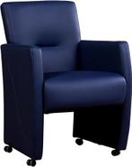 Blauwe leren moderne eetkamerfauteuil - Toledo Leer Kobalt (, Huis en Inrichting, Stoelen, Overige kleuren, Nieuw, Leer, Ophalen of Verzenden