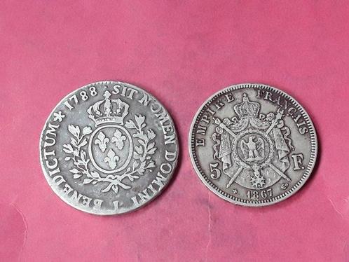 Frankrijk. Ecu 1788 y 5 Francos 1867 (2 monedas) (Zonder, Postzegels en Munten, Munten | Europa | Niet-Euromunten