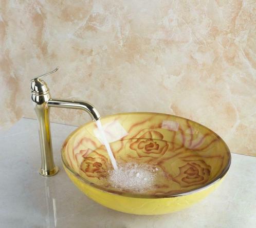 Gouden elegante wastafel kraan met hand geschilderde goudkle, Doe-het-zelf en Verbouw, Sanitair, Nieuw, Verzenden