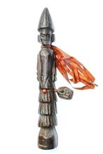 Grote houten figuur van een sjamaan met Boeddha, 38 cm,