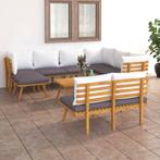 vidaXL 9-delige Loungeset met kussens massief acaciahout, Verzenden, Nieuw, Hardhout, Loungeset