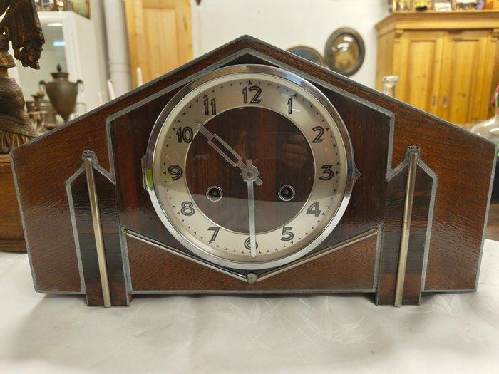 Tafelklok - Amsterdamer Schule - Art Deco Chroom, Glas, Hout, Antiek en Kunst, Antiek | Klokken