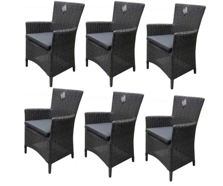 Capri dining tuinstoel antraciet set van 6, Tuin en Terras, Tuinstoelen, Nieuw, Wicker, Ophalen of Verzenden